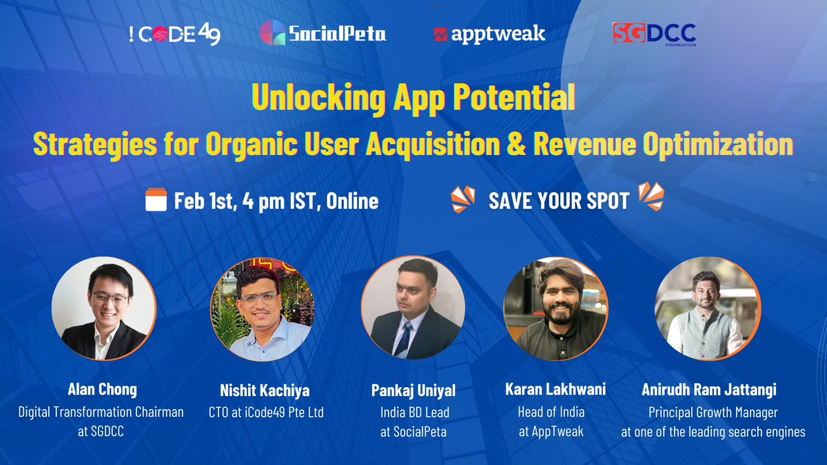 icode49's tweet image. 📷 Exciting Announcement! 📷
Panel Topic: “Unlocking App Potential: Strategies for Organic User Acquisition and Revenue Optimization”
Simply click the link below to secure your spot at this game-changing event! 📷📷
lnkd.in/d9_izBsJ
Don’t let this chance slip away📷📷