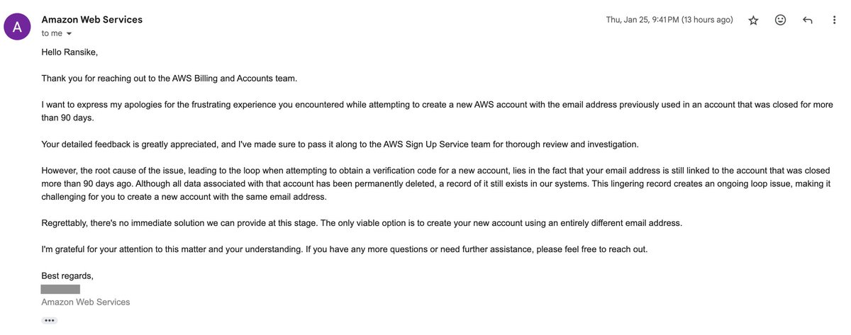 Ransike_randeni's tweet photo. @awscloud @AWSSupport Please try to fix this issue, creating a new AWS account each time when there's a login issue is a critical flaw. Previously AWS support asked me to create 2 additional AWS accounts just to solve an issue with a single AWS account (3 AWS accounts in total) https://t.co/3x8YWeGAhh