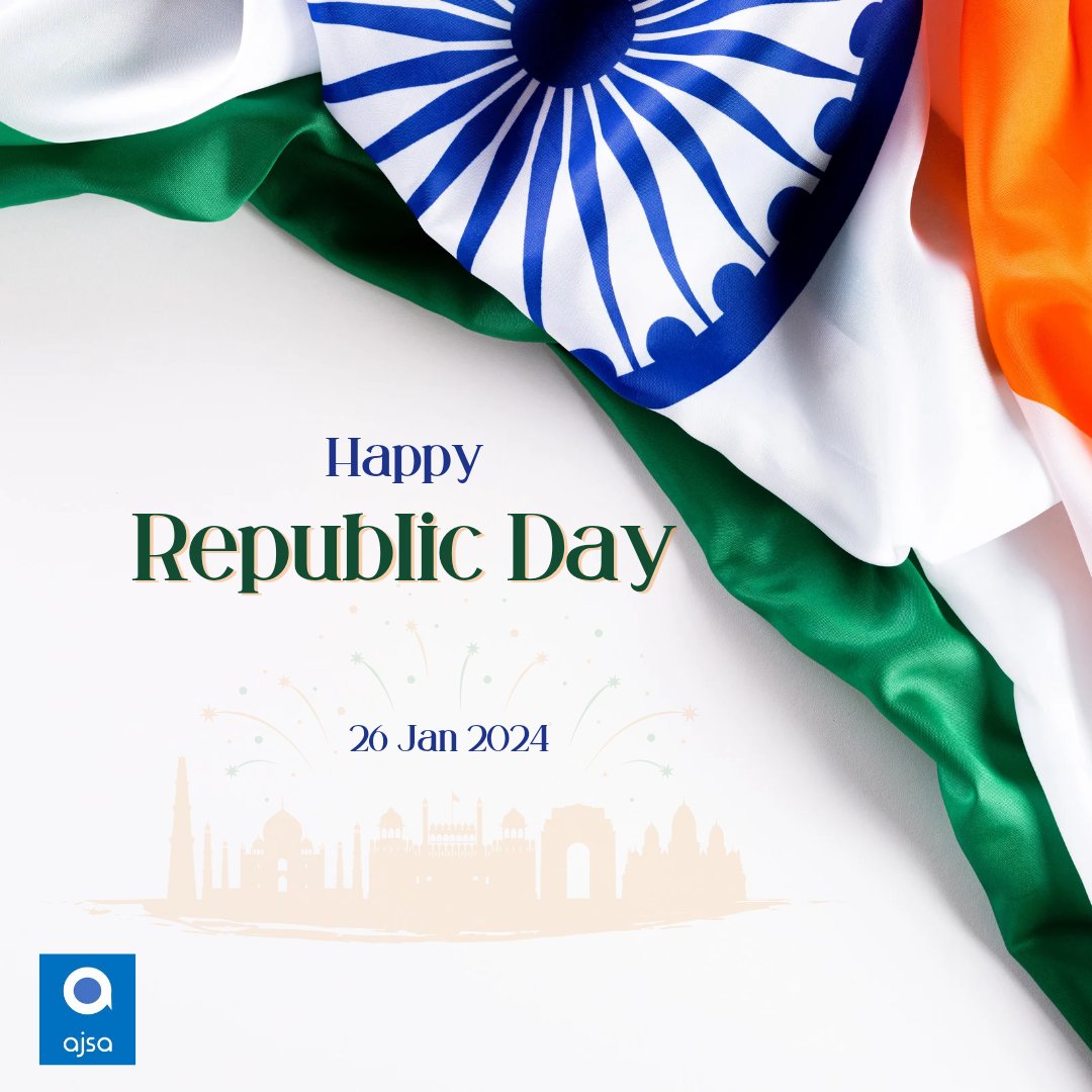 Let's celebrate the spirit of unity, diversity, and freedom on this Republic Day! 🇮🇳✨

Wishing everyone a joyous Republic Day filled with pride, patriotism, and positivity..

Happy Republic Day! 🇮🇳

#happyrepublicday #ajsaindia #AJSA