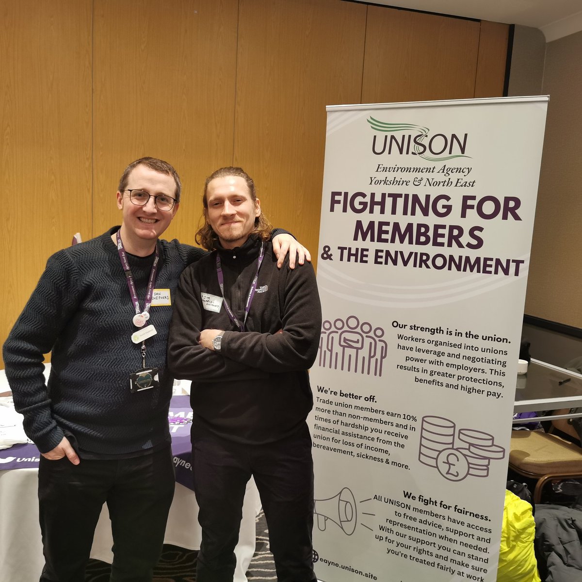 UnisonEAYorks's tweet photo. Yesterday, Branch Stewards Dan and Jim had a fantastic afternoon speaking to new starters for the Environment Agency at the Welcome to Yorkshire Day in Leeds. 

Many thanks to the organisers and to colleagues from the EA and Prospect for the fun and interesting conversations! https://t.co/PXiNPFvdXK