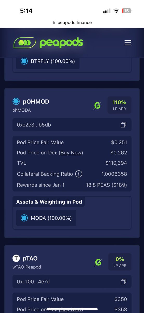 srgcollectooor's tweet photo. I’ve created a pod on https://t.co/AEEs19Ikjh for @MODA_DAO currently is the 4th biggest/APY

This is a personal experiment for now, once I wrap my head fully around it I will write a blog post and propose if additional treasury  should be added.

We are working on some major updates regarding MODA currently. 

$PEAS $MODA $OHM
