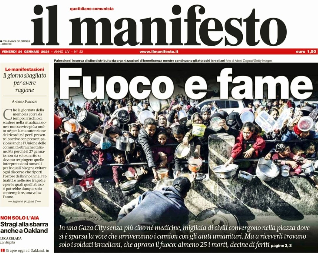 Che differenza c'è tra gli orrori della #Shoah e gli orrori di #Netanyahu verso il popolo di #Gaza? Qui il Viminale fa slittare le manifestazioni anti israele del #27gennaio mentre a #Gaza si spara contro i civili affamati #Netanyahou_A_criminal_of_war #GazaHolocaust