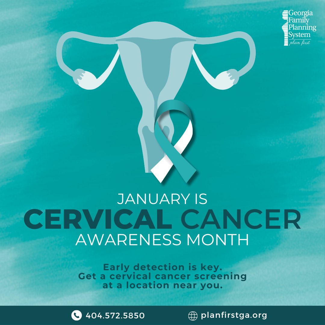 GaPlanFirst's tweet photo. Unity in Prevention π This Cervical Cancer Awareness Month, letβs champion knowledge and action. Early detection and vaccination are our weapons against this disease. Join us in empowering women to take charge of their health. Screenings save lives. #planfirstGA https://t.co/5AGg2d5FQ3