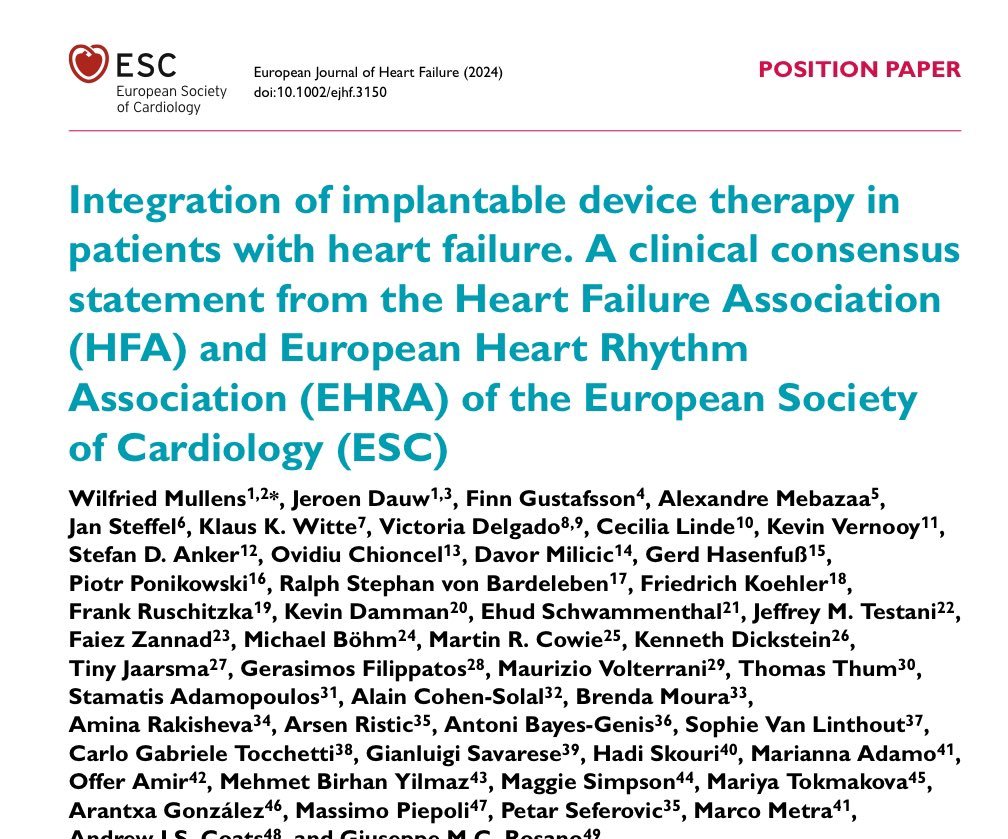 Wilfried Mullens (@wilfriedmullens) on Twitter photo Tremendous joint effort to optimize device implementation and care in #heartfailure
onlinelibrary.wiley.com/doi/abs/10.100… (1/3)
<a href="/HFA_President/">HFAPresident</a> <a href="/MarcoMetra/">Marco Metra</a> <a href="/JeroenDauw/">Jeroen Dauw</a> <a href="/AlexMebazaa/">Alexandre Mebazaa</a> <a href="/VDelgadoGarcia/">Victoria Delgado</a> <a href="/kvernooy/">Kevin Vernooy</a> <a href="/kevin_damman/">Kevin Damman</a> <a href="/ARakisheva/">Amina</a> <a href="/GianluSava/">Gianluigi Savarese</a> <a href="/MariannaAdamo1/">Marianna Adamo</a> <a href="/cardioceptor/">Mehmet Birhan YILMAZ 🇹🇷</a> <a href="/m4ggiesimpson/">Maggie Simpson</a> Tremendous joint effort to optimize device implementation and care in #heartfailure
onlinelibrary.wiley.com/doi/abs/10.100… (1/3)
<a href="/HFA_President/">HFAPresident</a> <a href="/MarcoMetra/">Marco Metra</a> <a href="/JeroenDauw/">Jeroen Dauw</a> <a href="/AlexMebazaa/">Alexandre Mebazaa</a> <a href="/VDelgadoGarcia/">Victoria Delgado</a> <a href="/kvernooy/">Kevin Vernooy</a> <a href="/kevin_damman/">Kevin Damman</a> <a href="/ARakisheva/">Amina</a> <a href="/GianluSava/">Gianluigi Savarese</a> <a href="/MariannaAdamo1/">Marianna Adamo</a> <a href="/cardioceptor/">Mehmet Birhan YILMAZ 🇹🇷</a> <a href="/m4ggiesimpson/">Maggie Simpson</a>