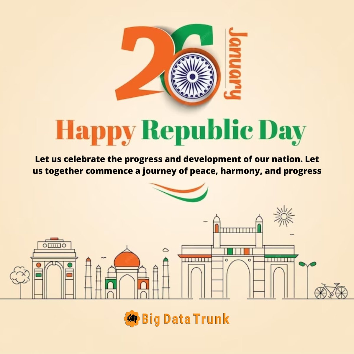 BigDataTrunk's tweet image. ❇️ Unlock the power of data this Republic Day with Big Data Trunk!🔍 Revolutionize your insights and celebrate the spirit of innovation. Embrace the future with analytics that drive excellence. Happy #RepublicDay2024 #training #bigdatatrunk #IndianFlag #learning #DataScience