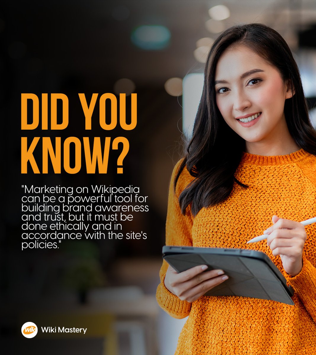 WikiMastery's tweet photo. Did you know Wikipedia marketing can be a game-changer for brands? Learn how to do it right!
https://t.co/3N8FZOMBzi
.
.
.
.
#wikipediasmart #wikimastery #wikipedia #wikipediaediting #wikipediawriting #contentcreation #SEO #onlinemarketing #wikipediamarketing https://t.co/HoTplFZU9u