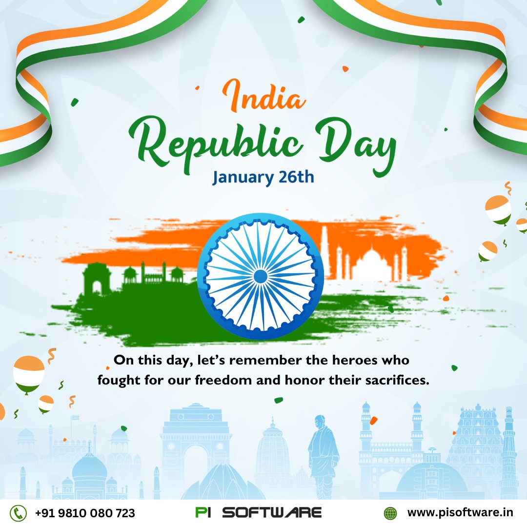 PISoftwareIndia's tweet image. Wish you all a Happy Republic Day! Be proud that you live in a country that has such a rich history and heritage. Happy Republic Day!

#HappyRepublicDay #PISoftware #PISoftwareIndia