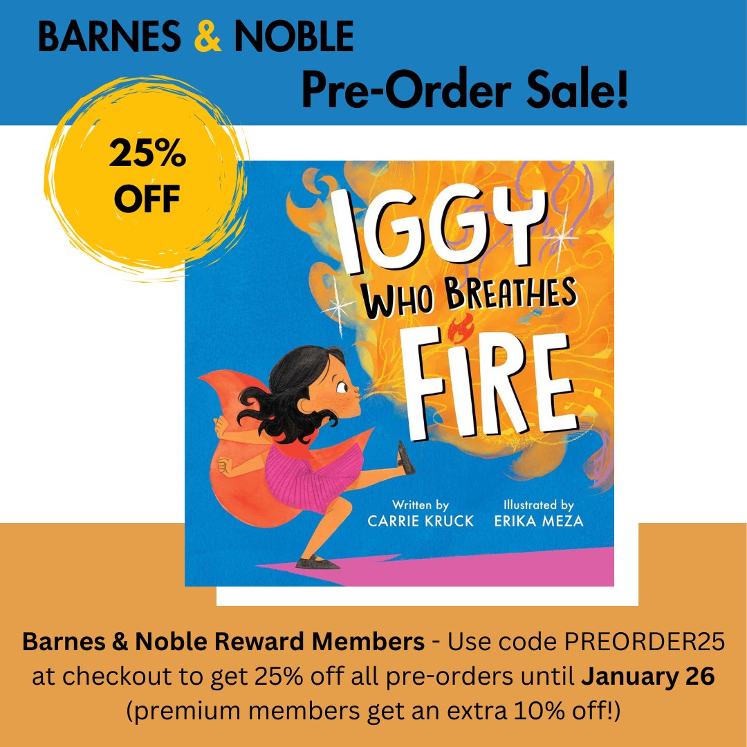 Oh! This is me now! I have a book for preorder (!!) just in time to catch the end of this sale! Perhaps you’re looking for a fiery new hero to light up your kids’ bookshelf? Pre-order IGGY WHO BREATHES FIRE by me & Erika Meza, out October 8 from @disneybooks! Ends 1/26 11:59(PT)