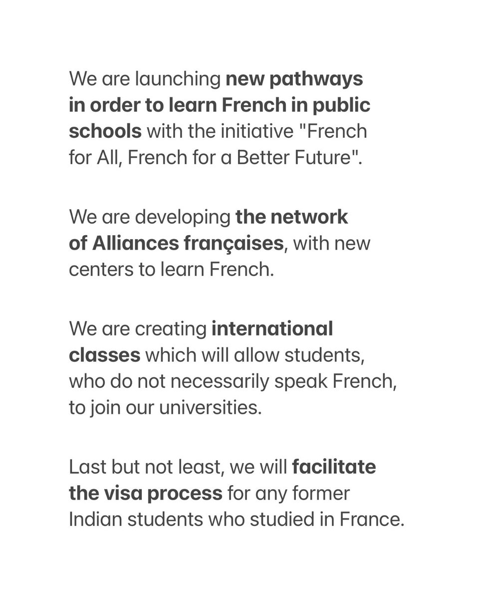 EmmanuelMacron's tweet photo. 30,000 Indian students in France in 2030.

It’s a very ambitious target, but I am determined to make it happen.

Here’s how: https://t.co/QDpOl4ujWb
