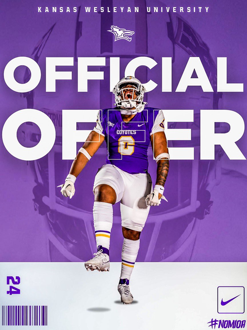 Blessed to have received an official offer from Kansas Wesleyan university! Thank you coach @Sullivan_KWU @Coach_Hill2 @ProsperEaglesFB @ProsperRecruits @ClayMuench