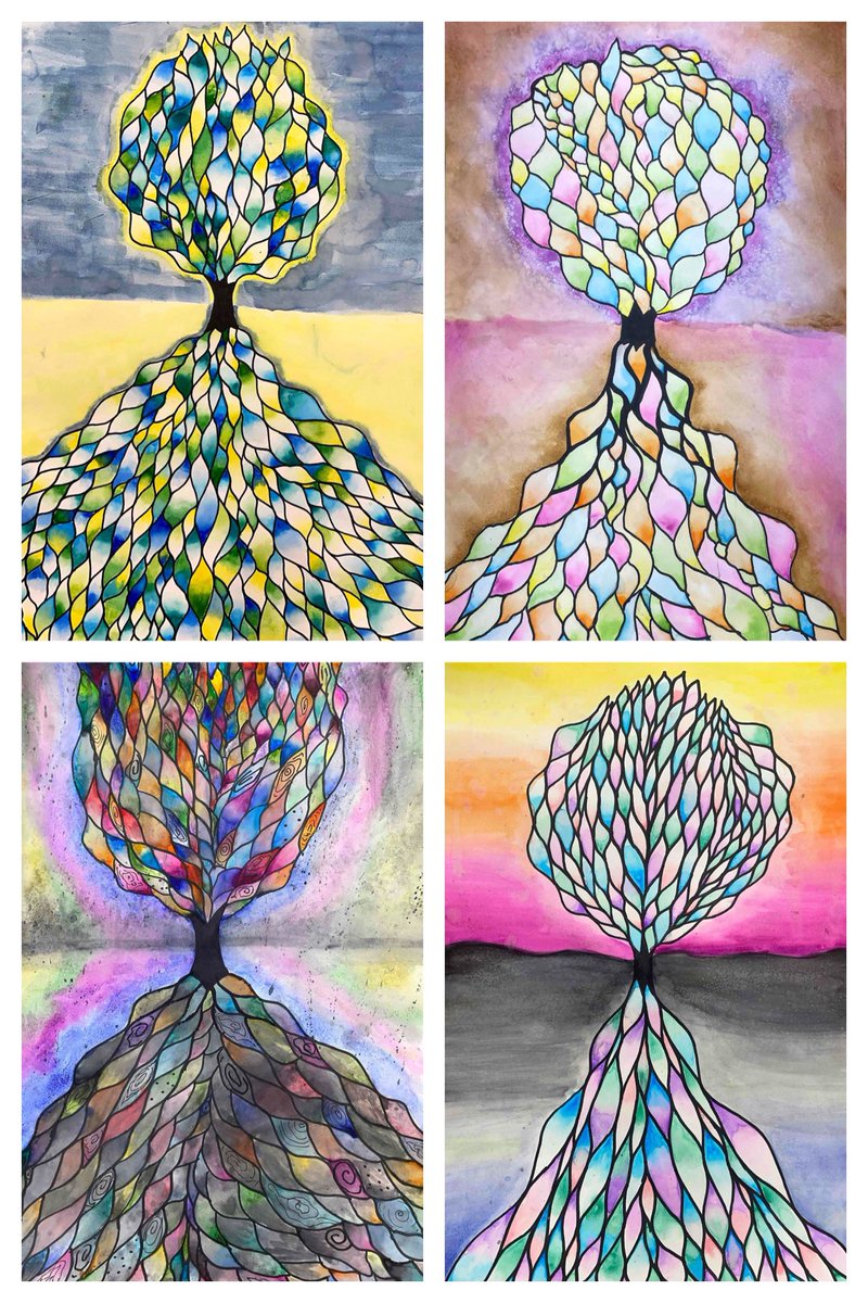GanzVisualArt's tweet photo. Beautiful 8th grade trees and their powerful roots! #tuBshevat #arted #artsed #davis8 https://t.co/xRlWBvDU0L