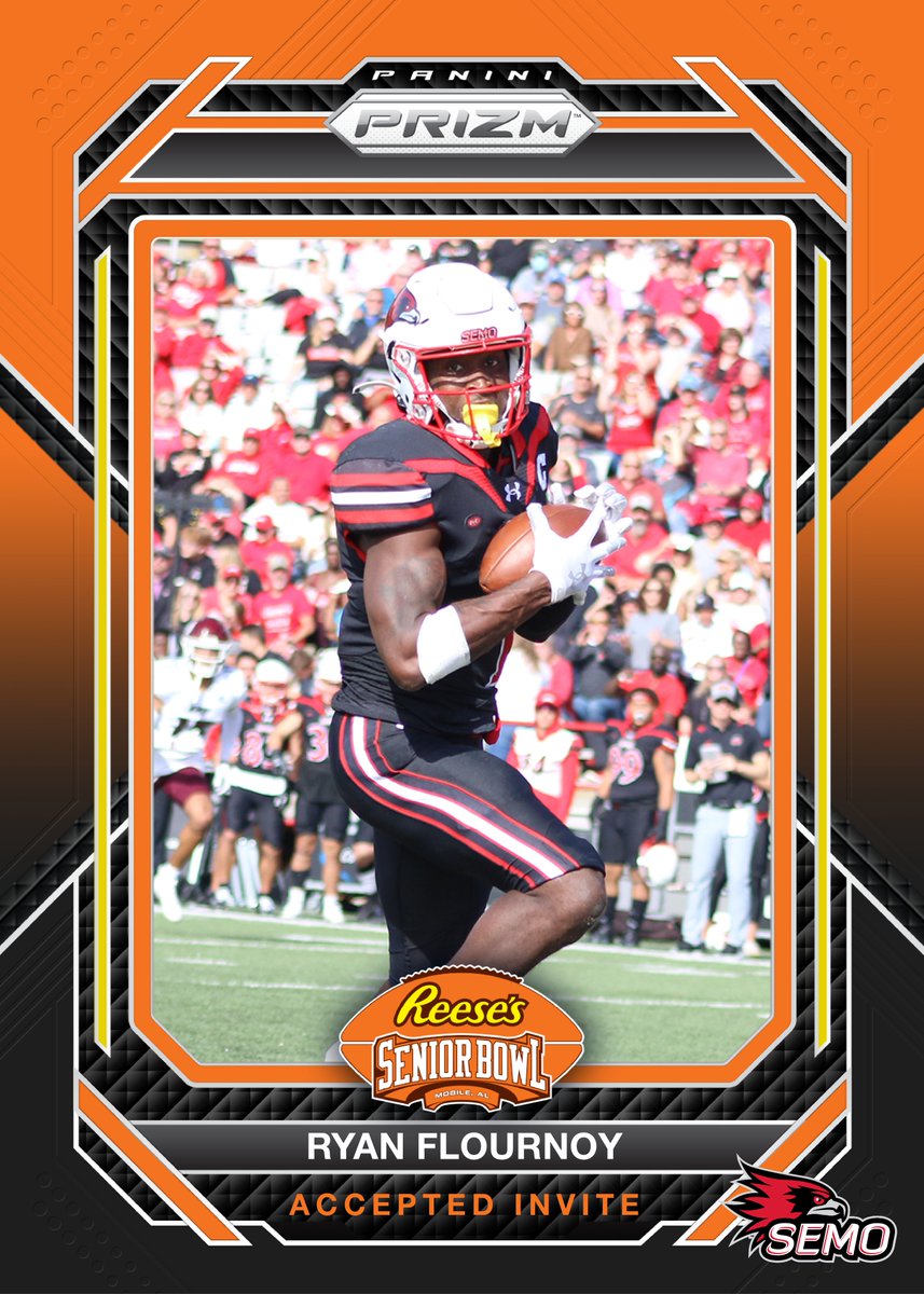 OFFICIAL! WR Ryan Flournoy <a href="/RyanNumba9/">Ryan Flournoy</a> from <a href="/SEMOfootball/">SEMO Football</a> has accepted his invitation to the 2024 Reese's Senior Bowl! #FeelinRowdy
#TheDraftStartsInMOBILE™️

@JimNagy_SB <a href="/PaniniAmerica/">Panini America</a> #RatedRookie