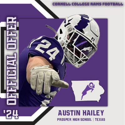 Blessed to have received an official offer from Cornell college! Thank you @CoachJuscik @Coach_Hill2 @ProsperEaglesFB @ProsperRecruits @ClayMuench