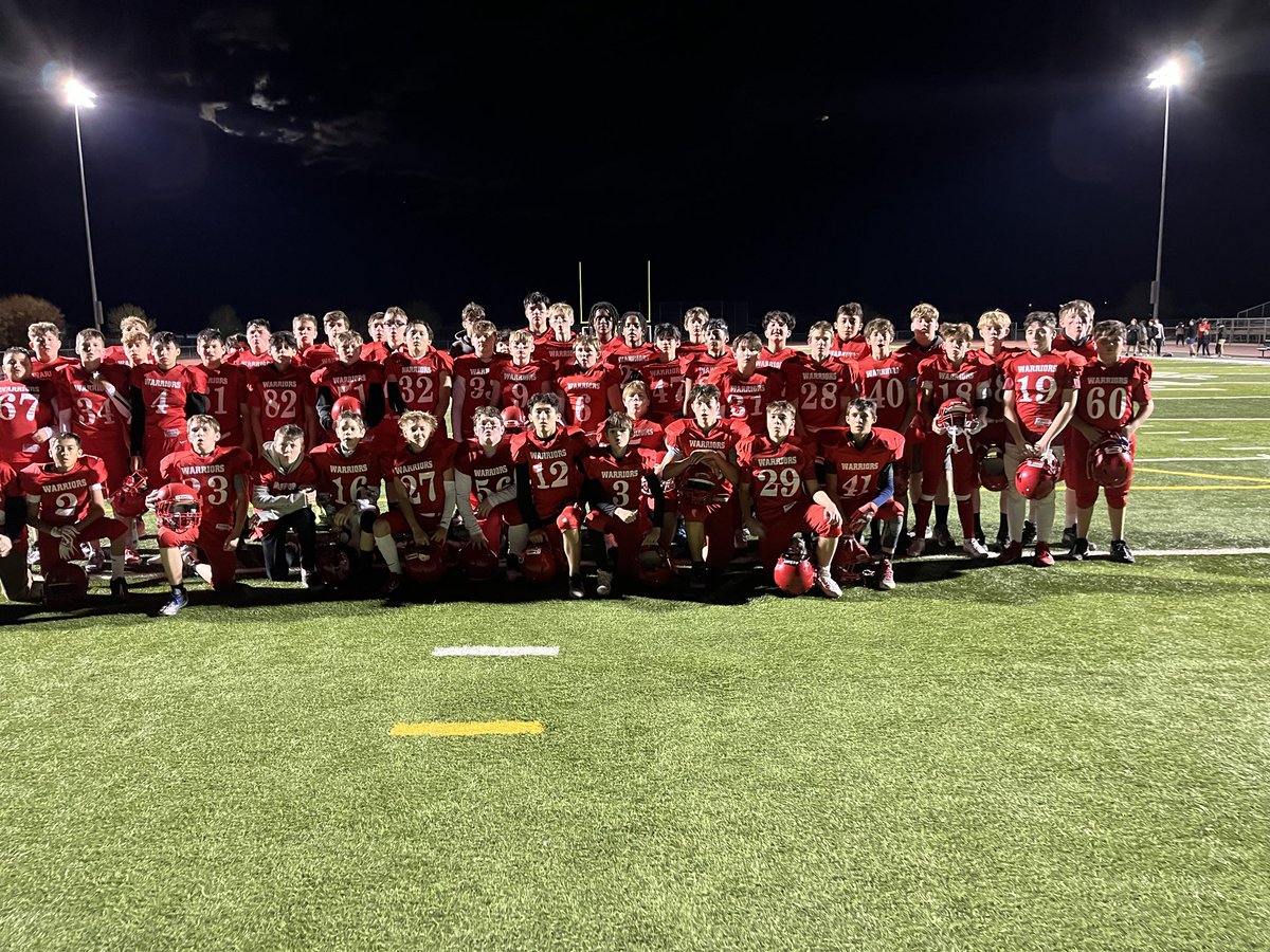 Congratulations to the Jr High Warriors. Moved to 2-0 with the 44-6 victory.