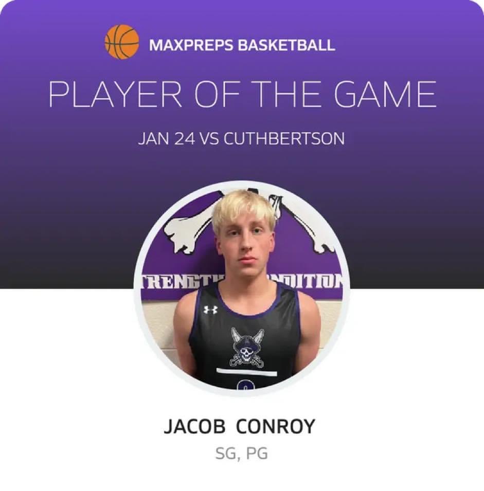 Congratulations to Jacob for being named last nights POG. Jacob had 11 points, 2 steals and a Porter Ridge record 10 deflections. @PorterRidgeHSNC @prhs_athletics @UCPSNCAthletics @UCHOOPS @AGHoulihan @coolonmoore