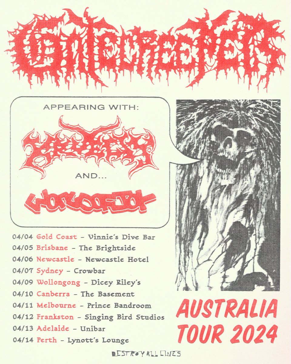 We will be joined by @krueltyjphc and @fvckingwoj for our upcoming Australian shows. Tickets on sale now at GATECREEPER.COM