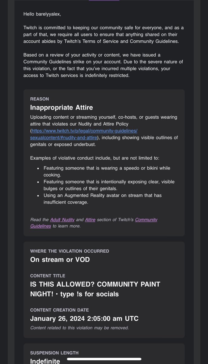 poppyalexander's tweet photo. HELLO??????? I was following the exact rules and I bodypaint ALL the time. I got follow botted and clearly spam reported as soon as I started. What is this ban?????? You can’t even keep your own god damn rules straight @TwitchSupport @Twitch https://t.co/0W6eyXf3ju