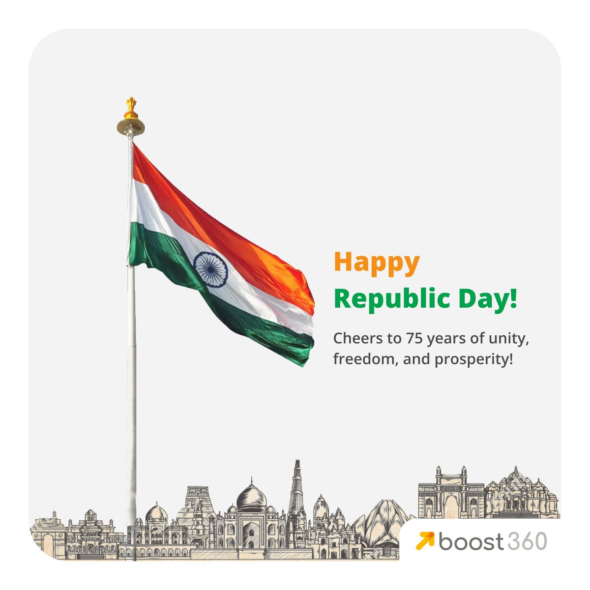 NFBoost's tweet photo. 🌈🚀 Celebrate the colors of unity and success this Republic Day! Boost 360 extends heartfelt wishes on India's 75th Republic Day. May businesses thrive and dreams reach new heights! 🇮🇳✨
#RepublicDay #RepublicDay2024 ##RepublicDayIndia #75thRepublicDay https://t.co/Ym4kAE7hzL