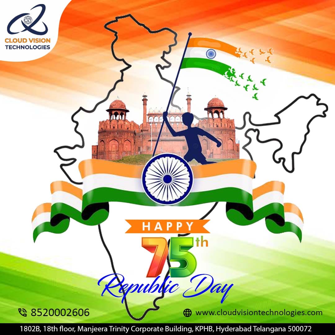 Cloud__vision's tweet image. Let&apos;s hail the glory of our great nation and celebrate its 75th republic day.

Cloud Vision Technologies wishes you all a Happy Republic day.

#republicday #republican #cloudvisiontechnologies #cloudvision #courses #python #aws #awsdevops  #interview #mnccompany #technology