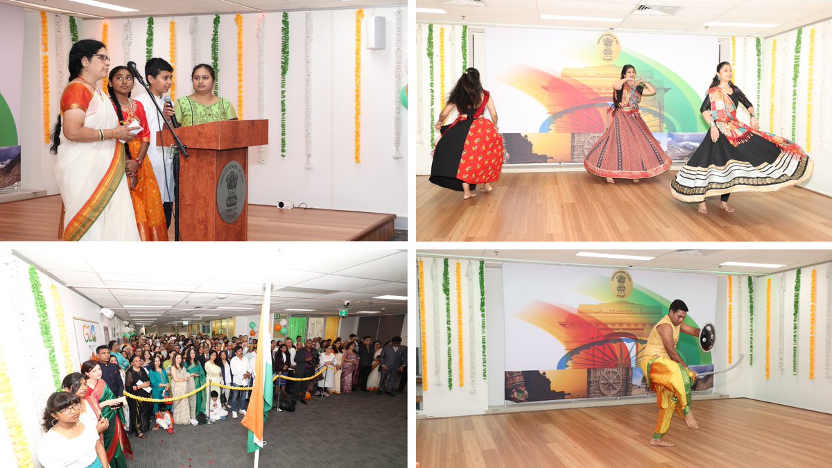 The #75thRepublicDayIndia was celebrated at the Consulate in Sydney. The Tricolour was unfurled by CG Dr S Janakiraman followed by playing of National Anthem. CG read out hon'ble Rastrapathiji's message.  Celebrations include cultural performances by  Indian community in Sydney.