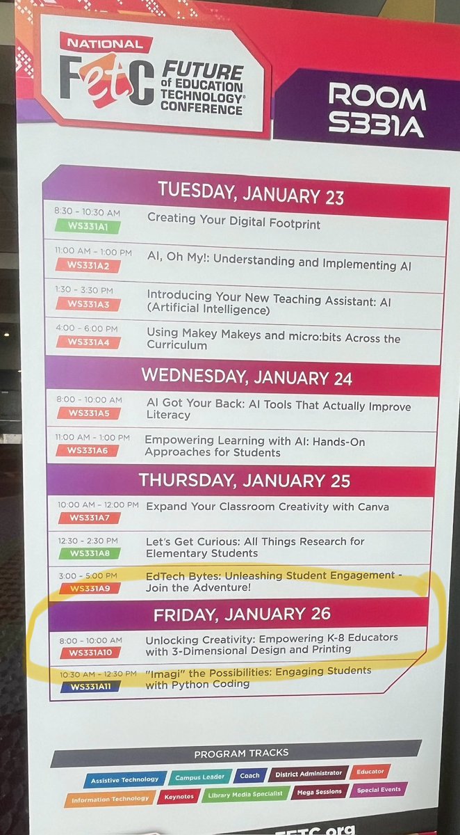 Join <a href="/CindyGo75/">Cindy Gonzalez</a> and me <a href="/fetc/">FETC</a> tomorrow, Jan. 26th at 8am for our session, Unlocking Creativity: Empowering K-8 Educators with 3D Design &amp; Printing.