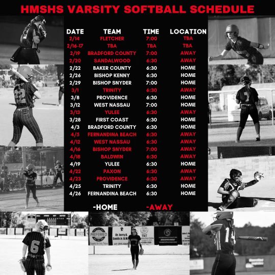 Here’s my varsity softball schedule. Come check us out . ⚡️⚡️Go Flashes⚡️⚡️