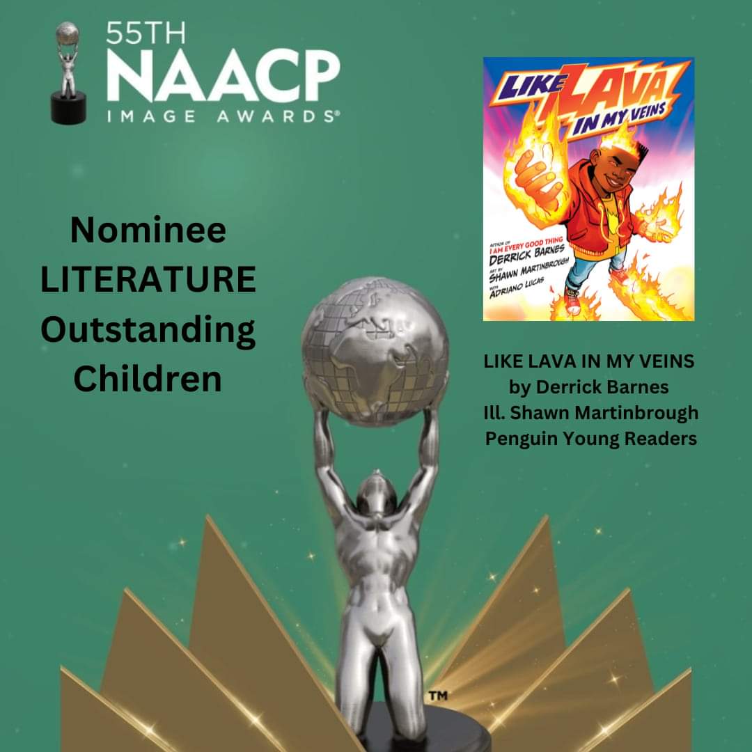 LIKE LAVA IN MY VEINS has been nominated for an @naacp Image Award! Congrats to writer Derrick Barnes, colorist Adriano Lucas, @serendipitylit and everybody at @nancyrosep Books & @penguinkids!