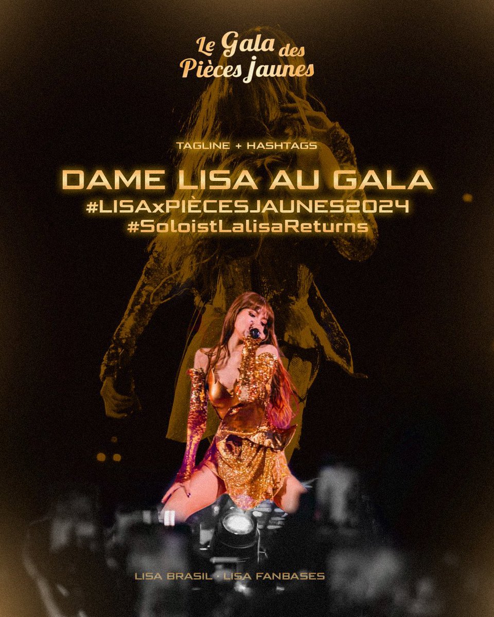 TWITTER PARTY 🎶💃🏼

~ Hashtag Announcement ~ 

#⃣: Please use the hashtag &amp; tagline on the poster when the Twitter Party starts! Prepare your drafts and get ready to hype #LISA for Le Gala Des <a href="/piecesjaunes/">Pièces Jaunes</a> event! 
🚨 Do not use any tags yet and wait for Lisa fanbases' go signal