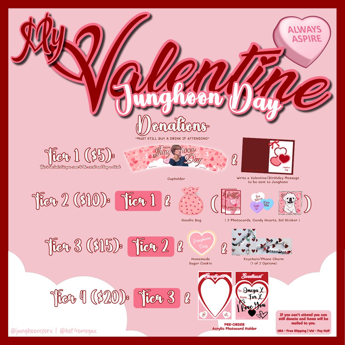 junghoonsforx's tweet photo. 💕 My Valentine ❤️
❤️ Junghoon Day 💕

🗓️ Feb. 10, 2024 ‼️DATE CHANGE‼️
📍 TSAoCAA - Lincoln Park Chicago, IL
⏰ 1pm to 5pm

Collab with @hot4omegax

✨Tier 1 is included w/ buying a drink at the event

❤️ Donate: https://t.co/ScCvHoNuP2

#OMEGA_X #JUNGHOON 
#오메가엑스 #정훈 https://t.co/fs1FwFNZ8L