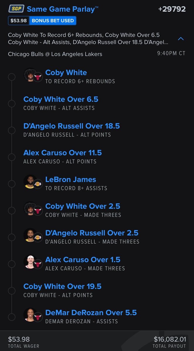 cookitup31's tweet photo. BULLS/LAKERS SGP GIVEAWAY

IF THIS HITS, I’LL GIVE THE WINNINGS TO 3 RANDOM PEOPLE WHO RT OR LIKE THIS POST BEFORE THE GAME ENDS IN APPROX. 3 HOURS.

VIBES PEOPLE LFGGGG

WHY NOT US?! 🫡👨‍🍳❤️ https://t.co/IjocyDATJ0