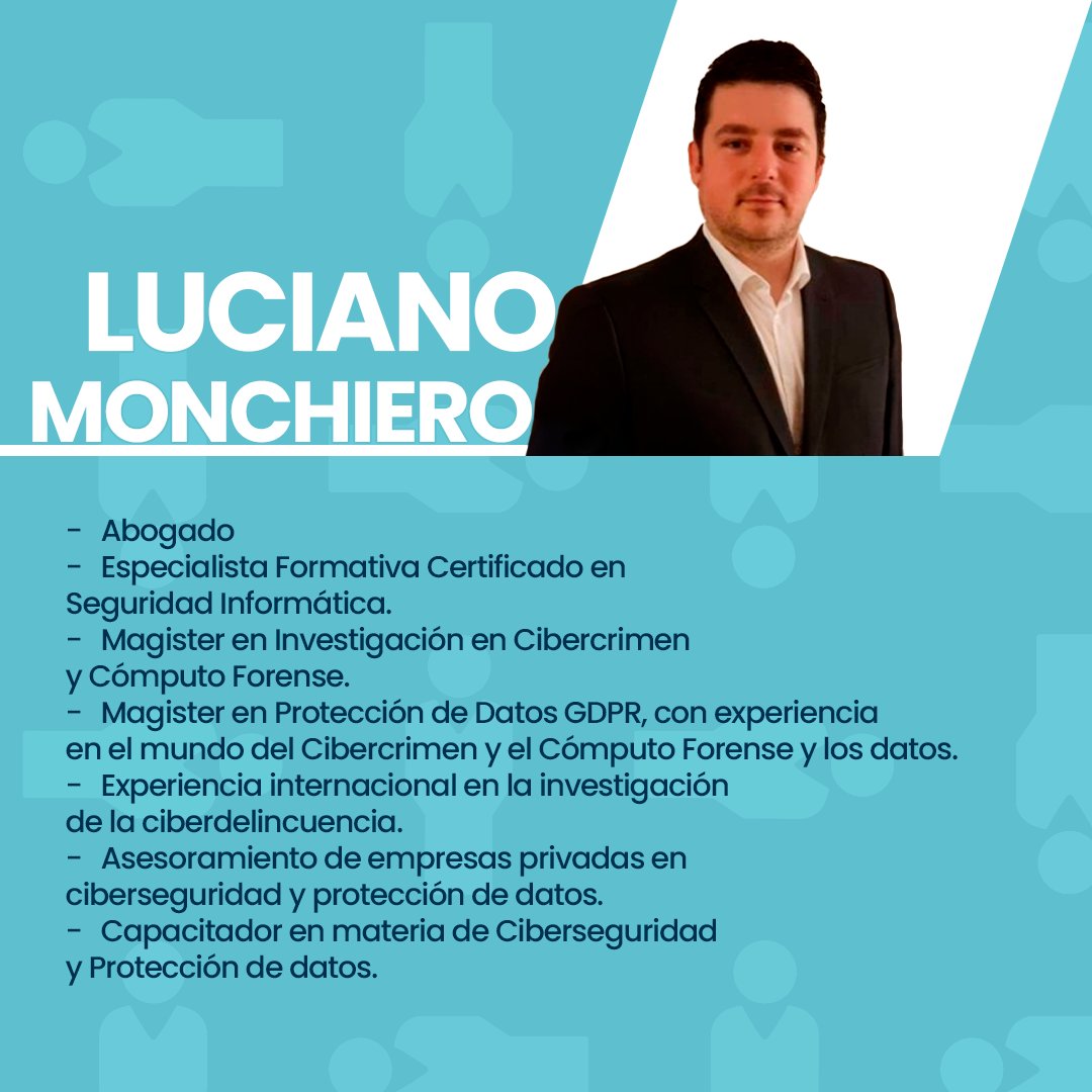 Nos enorgullece presentar a Luciano Moncheiro, un abogado experto en ciberseguridad y protección de datos con una sólida formación académica y profesional. 

Luciano Moncheiro es un líder en la lucha contra el cibercrimen y la protección de la privacidad.