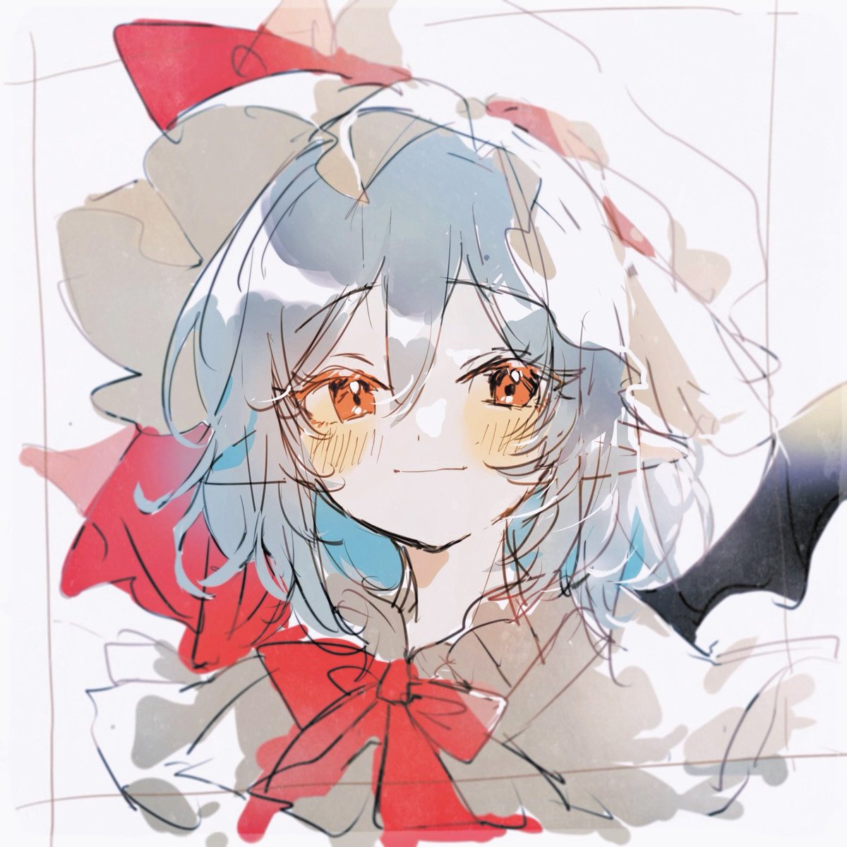 remilia scarlet 1girl solo hat wings blue hair mob cap pointy ears  illustration images