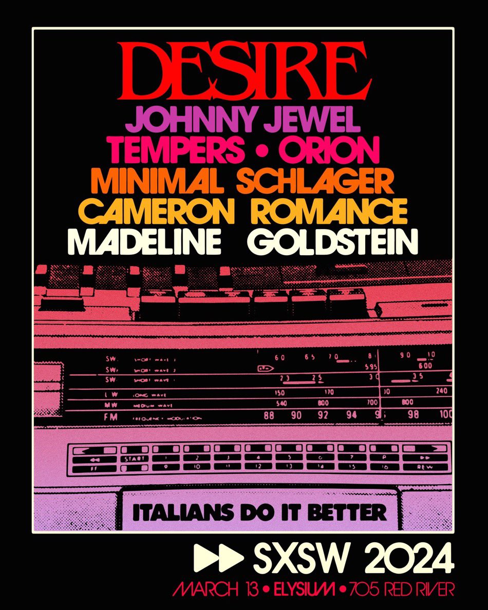 Independent record label <a href="/IDIB/">Italians Do It Better</a> are bringing quite the vibe to SXSW! Join them on March 13th at <a href="/ElysiumAustin/">Elysium</a> for their official showcase ✨ #SXSW #IDIB