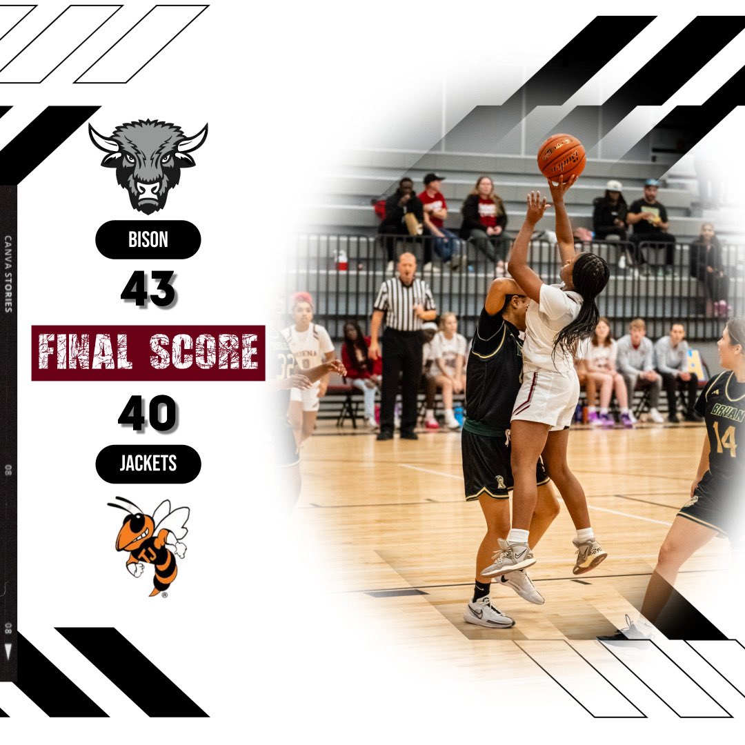 OPS_BVHSGirlsBB's tweet photo. FINAL SCORE 

Bison - 43 | Jackets - 40 

D. Evans 15 pts
@zaria_townsend 8 pts
G. Kilgore 7 pts 
D. Roby 6pts 
D. Barney 3pts 
@_RebeccaSolomon 2 pts
J. Mynster 2 pts 

#nebpreps https://t.co/g9lrpt5kGS
