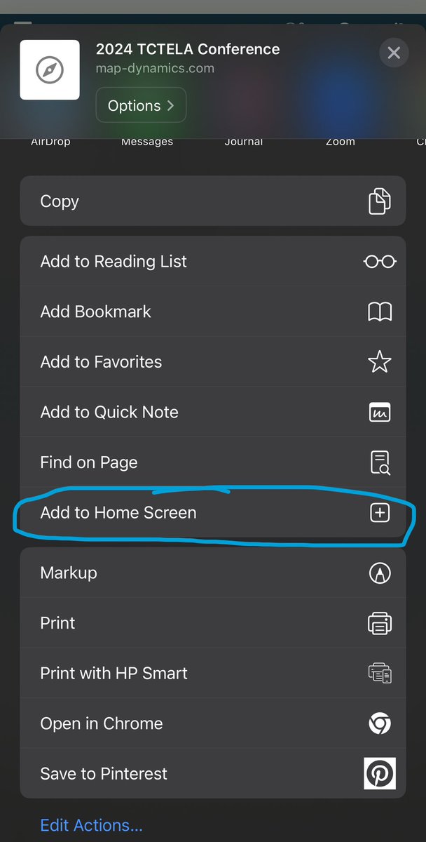 TCTELA's tweet image. Our conference app is now live at homebase.map-dynamics.com/tctela2024/sch…. Attendees, check your emails for credentials. 

iOS users, for easy access during the conference, you can add it to your Home Screen by following the steps shown below.
