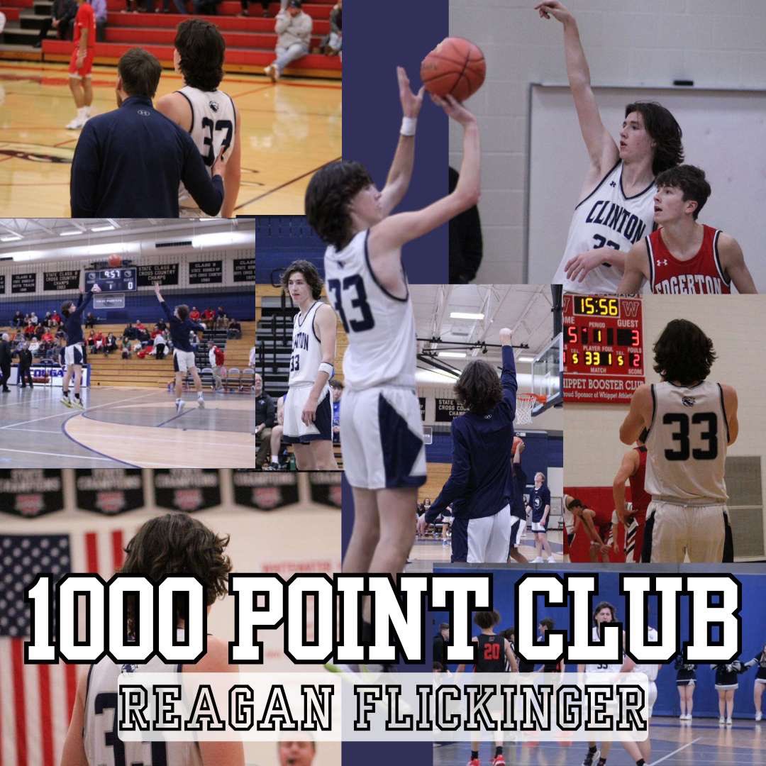 Congrats to Reagan Flickinger for surpassing 1k points tonight just over halfway through his junior year.Couldn’t think of anyone more deserving.Super goal oriented and the hardest worker we’ve ever seen.Second junior in clinton history to hit 1k.And 5th player in cougar history!
