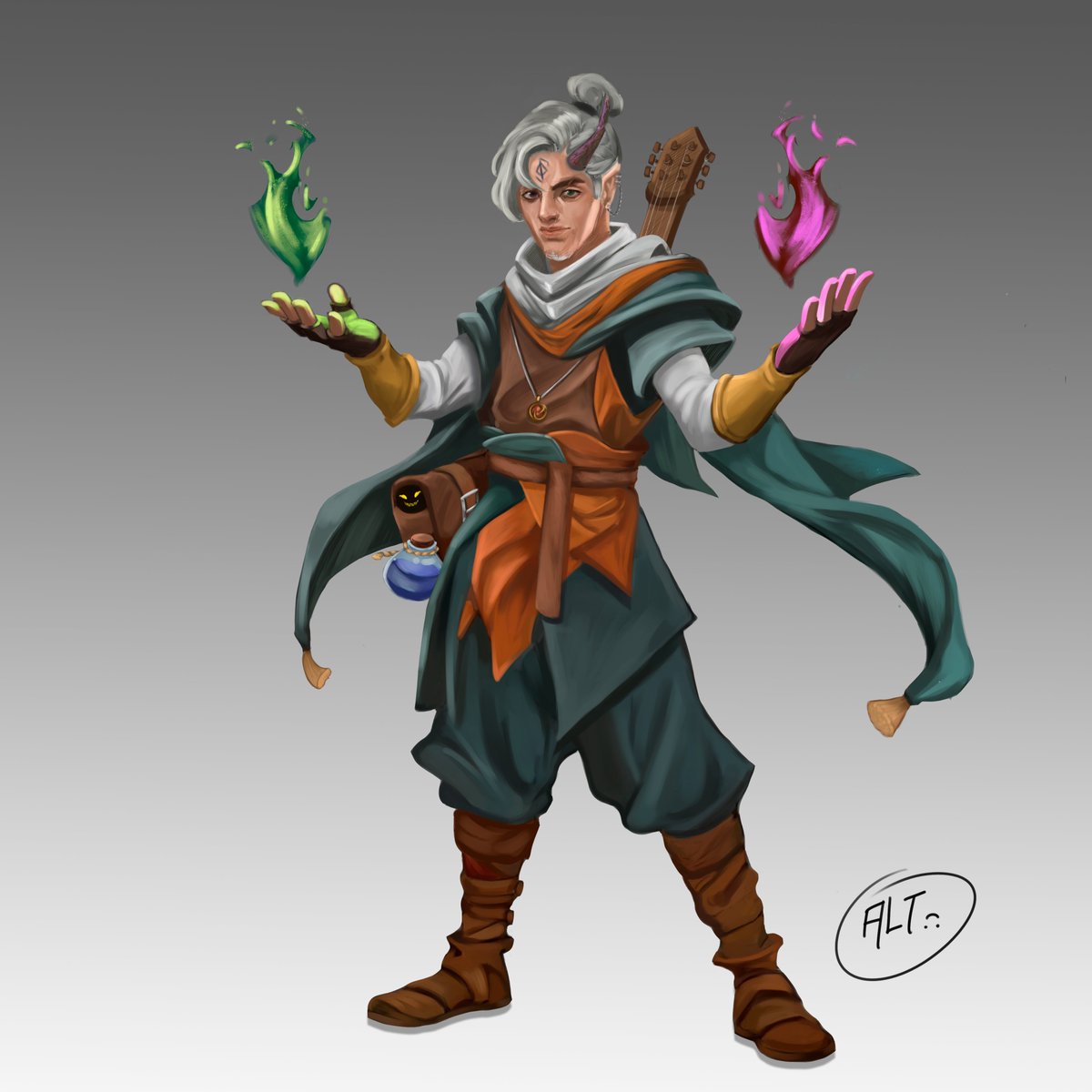 Edwyn, o Bardo Meio-Druida, nasceu da sinergia entre a melodia das florestas e o ritmo da vida selvagem. Com seu bandolim entalhado em madeira antiga e seus versos entrelaçados com o sussurro das folhas, ele encanta plateias e protege a natureza com igual fervor. 🌿🎶 #RPG
