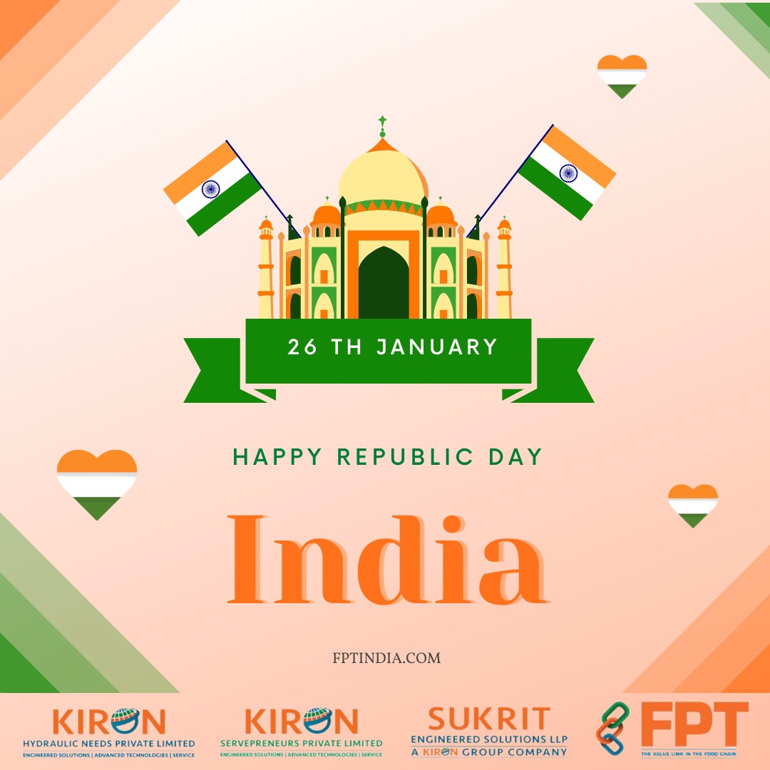 Happy Republic Day 2024!

On this proud occasion of India's 75th Republic Day, Kiron Food Processing Technologies extends heartfelt wishes to everyone! 🎉🌟

#RepublicDay2024 #ProudIndian #celebration #UnityInDiversity #RepublicDay