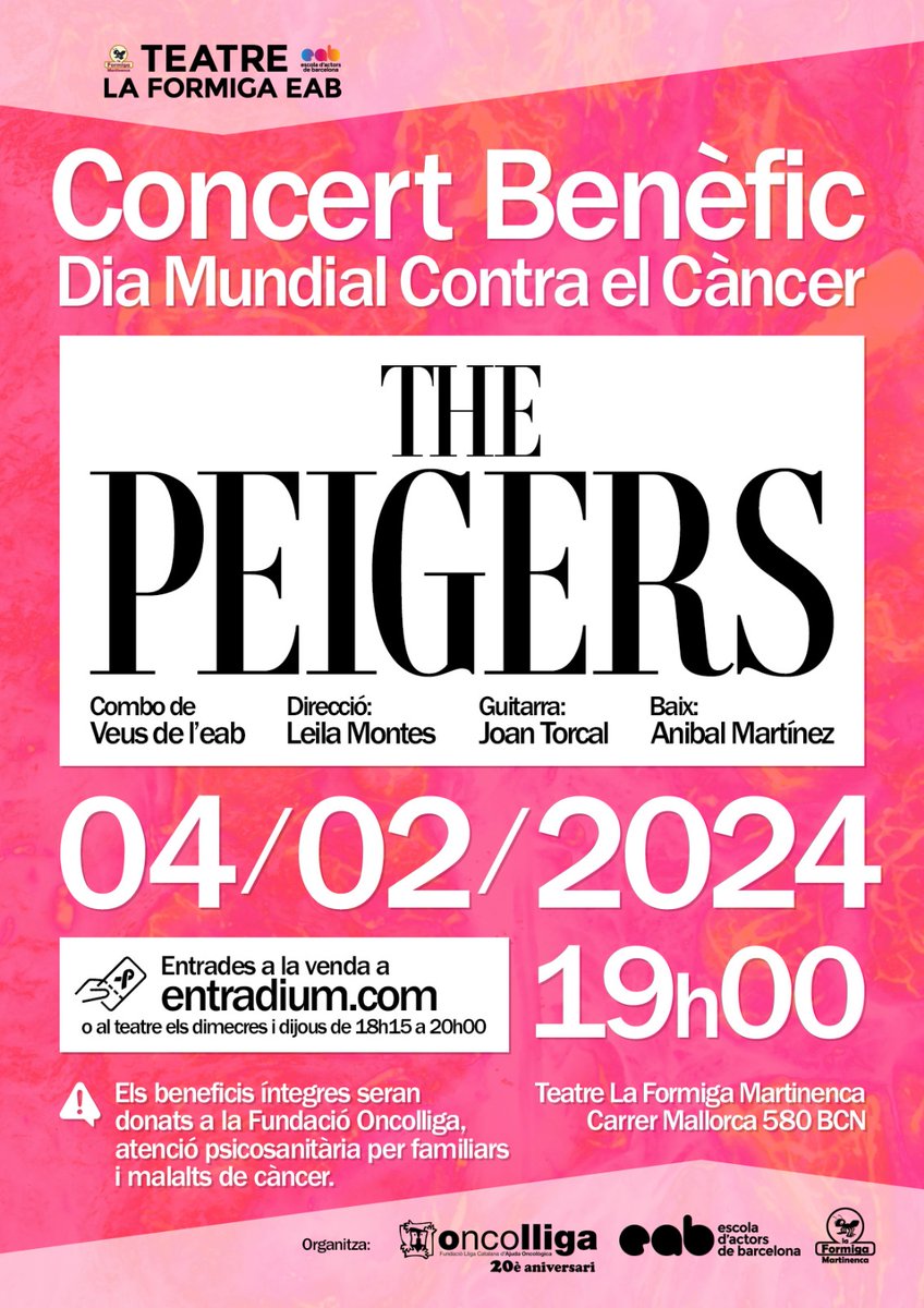Concert solidari <a href="/OncolligaCAT/">Fundació Oncolliga</a> 
entrades a 
entradium.com/events/the-pei…