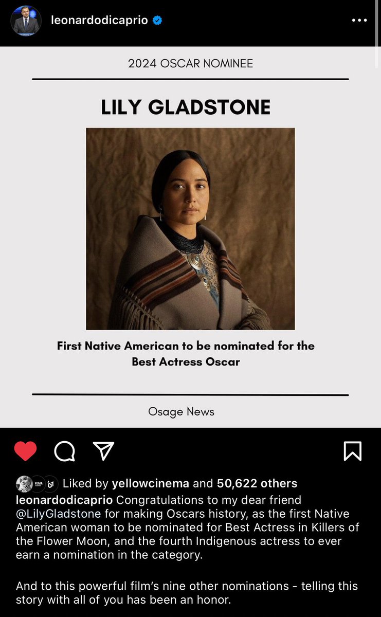 Mientras muchos lloraban sobre la omisión de cierta película sobre una muñeca en 2 categorías, Leonardo DiCaprio decidió celebrar la nominación histórica de Lily Gladstone en sus redes a pesar de su omisión en mejor actor. Así debe ser