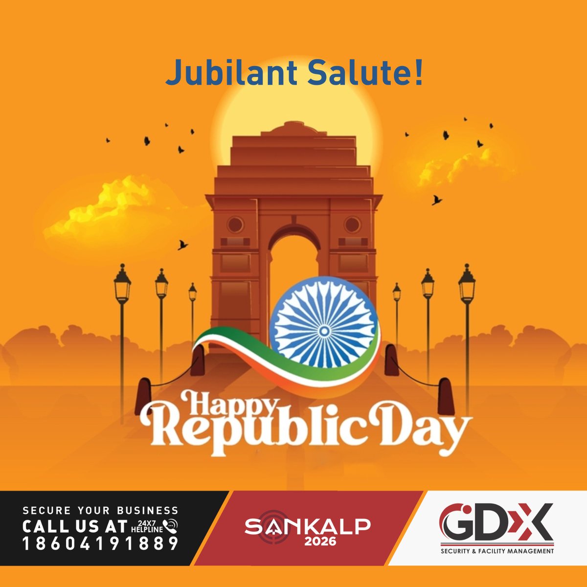 As the tricolor unfurls, so does our collective pride. Cheers to the 75th Republic Day and the spirit that defines us!
Call us anytime at our 24x7 helpline: 18604191889
#Jaihind #RepublicDay
#FEILDTRAINING #GDXGroup #Officesecurity #businessexpansion #Sankalp2026
#www.gdxgroup.in