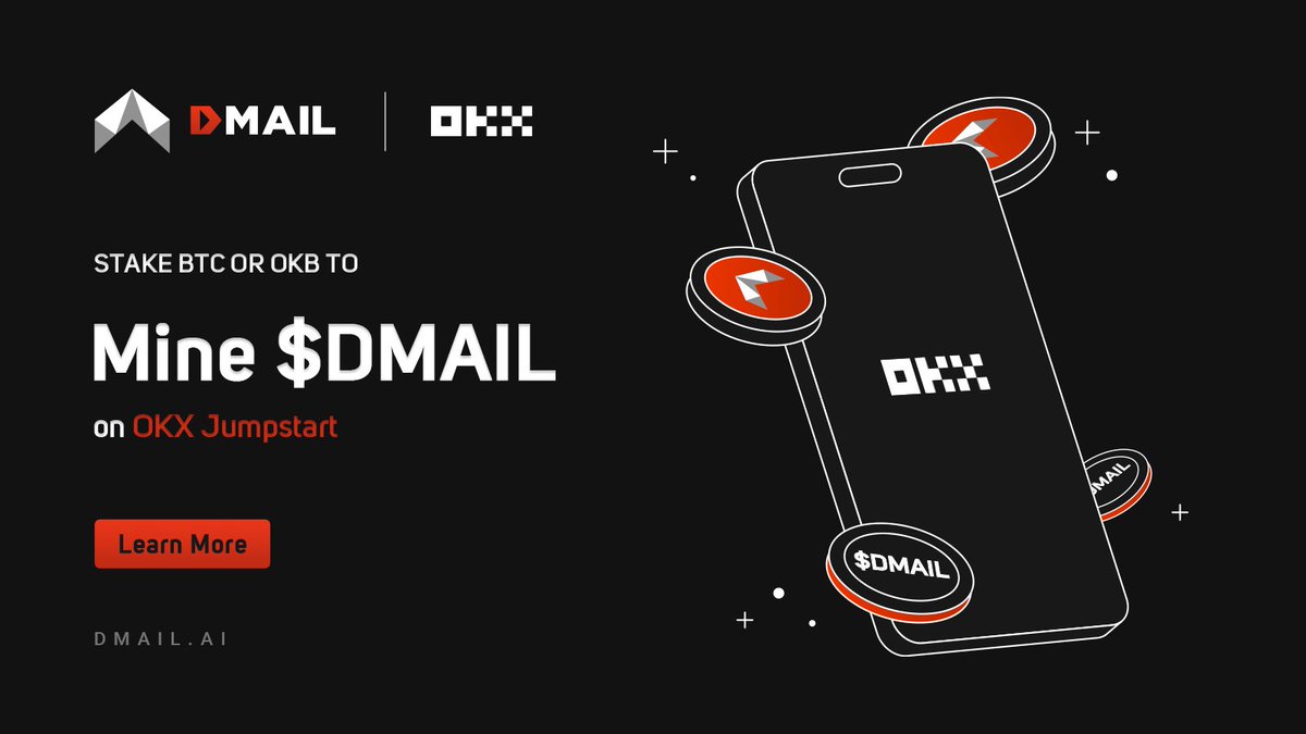 Dmailofficial's tweet photo. 🔥Stake $BTC or $OKB to mine $DMAIL on #OKX #Jumpstart @okx!

⏰Mining Period: 6:00 am UTC, Jan 26 - 6:00 am UTC, Jan 30

✅Amount of mineable tokens: 6,000,000 $DMAIL

👉Mine Now: https://t.co/I2BoZHQalA https://t.co/MM6ccM6lbE