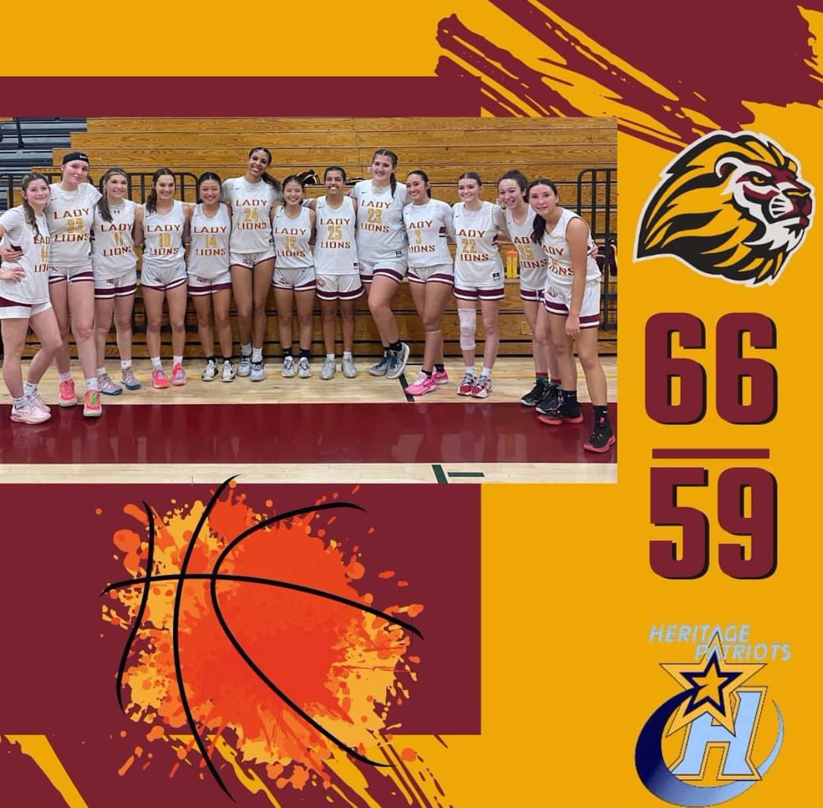 LLABC8's tweet photo. Congratulations Varsity Lady Lions Basketball on their win against Heritage tonight! #LibertyPRIDE https://t.co/84Rdtt9xDZ