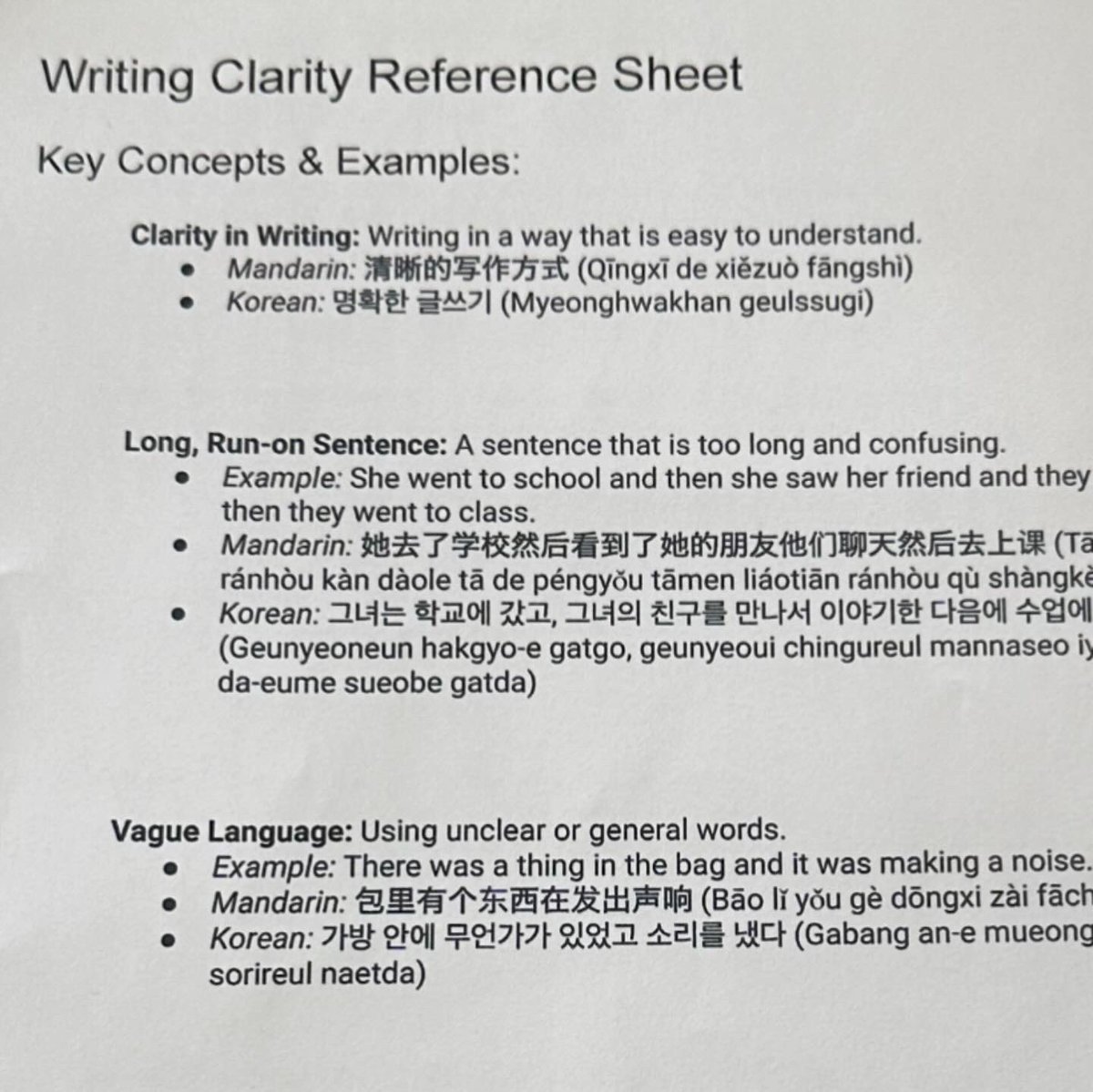 Working on clarity in our writing today with 7th grade EAL students. Used translanguaging, collaboration, and relation to home languages and cultures. This lesson was a total success! #EAL #translanguaging #learningisforeveryone