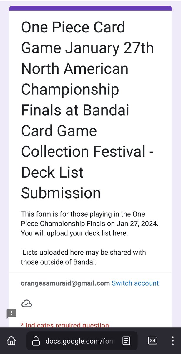 How to submit your Deck List for the One Piece Card Game English Version  North American Finals at Bandai Card Fest!!! Decklists are due by January  25th, 2024 at 11:59 PM PST. #