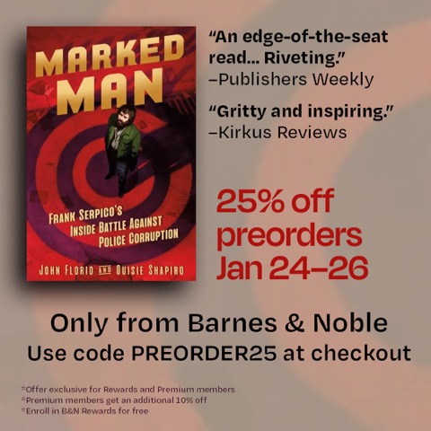 floriowriter's tweet photo. One day left!
Get a discount on preorders of our next YA book, #MarkedMan—the story of Frank #Serpico's anti-corruption battle in the NYPD. (Release date: March 19)
https://t.co/YsZ1gZwY3d
#BNPreOrder @BNBuzz @BNParkSlope @FierceReads @MacKidsBooks @JVNLA https://t.co/epIWTsUpHj