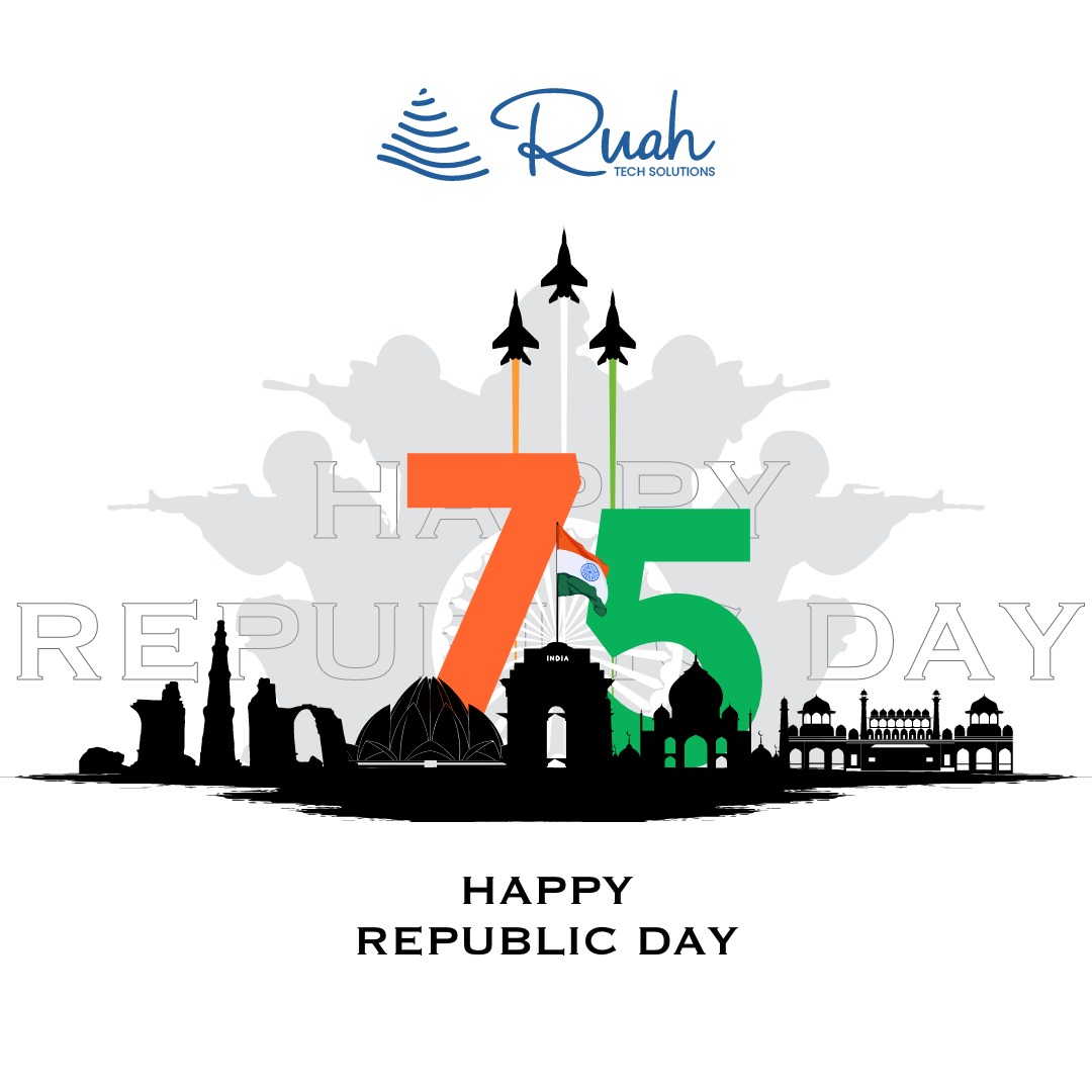 ruahtech's tweet photo. Happy Republic Day from Ruah Tech Solutions! 🎉✨ Let's celebrate unity, diversity, and progress. 💻🚀 #RuahTech #ruahxr #RepublicDay2024 #DigitalIndia https://t.co/LoHMi0gtmg