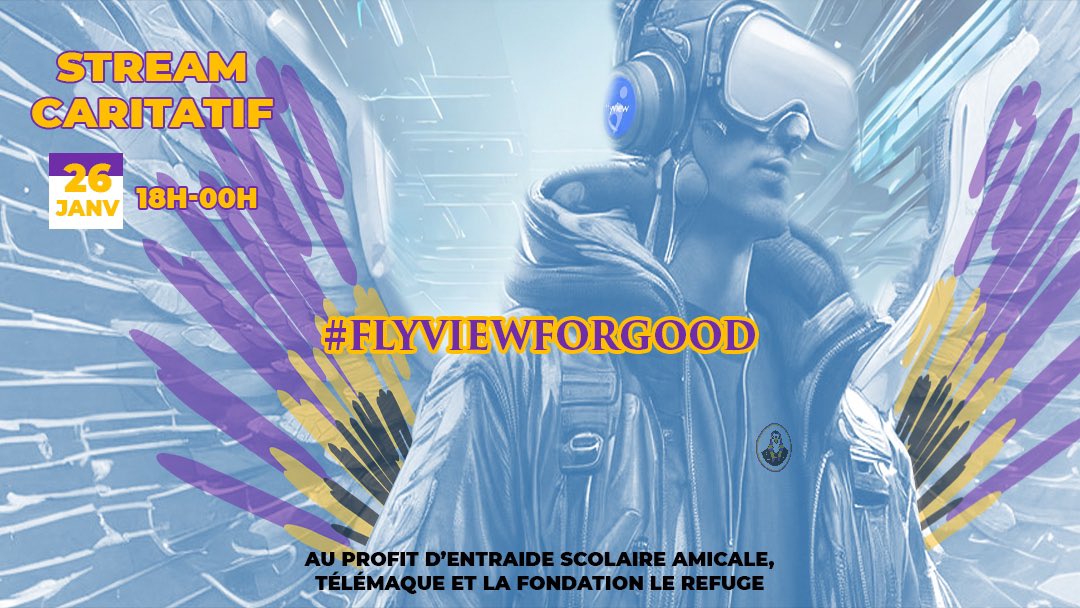 Surprise 🎉🎉🎉.

Nous participerons ce soir à un grand stream caritatif #FlyViewForGood en direct de FlyView Paris, au profit des associations <a href="/Telemaque_asso/">Télémaque</a> , <a href="/AssociationESA/">Entraide Scolaire Amicale</a> et la fondation <a href="/lerefuge/">Fondation Le Refuge</a> .

On sera en direct sur notre chaine Twitch pour 6H de live !

👁️👌🏽