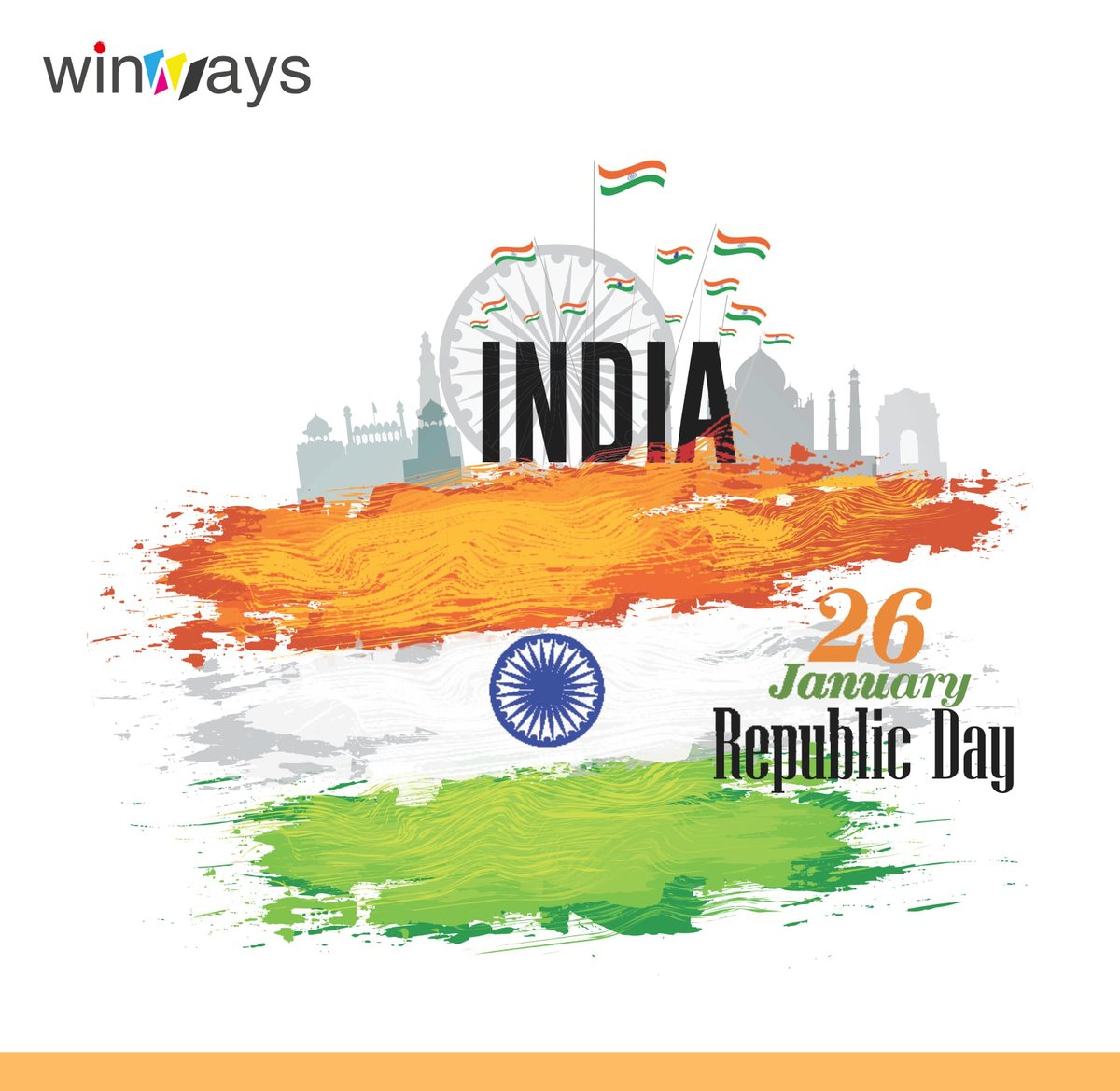 Winways_DGtech's tweet photo. Celebrating 75 years of pride, unity, and progress! 
Happy Republic Day from Winways Digitech. 
Let freedom reign! 🎉🔵🌟
#RepublicDay2024 #WinwaysPatriots #75thRepublicDay #India #jaihind #republicdayofindia https://t.co/C4s3RWw4IB
