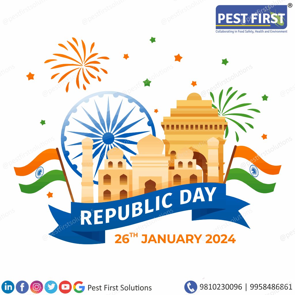 PestFirstSoln's tweet photo. Celebrating the spirit of unity on this #RepublicDay! #pestfirstsolutions salutes the diversity that makes our nation resilient. Let's pledge to protect not only our homes but also the harmony of this great land. Happy Republic Day!

#ProudlyIndian #RepublicDay2024 #pestfirst https://t.co/9DtFAu3VuO